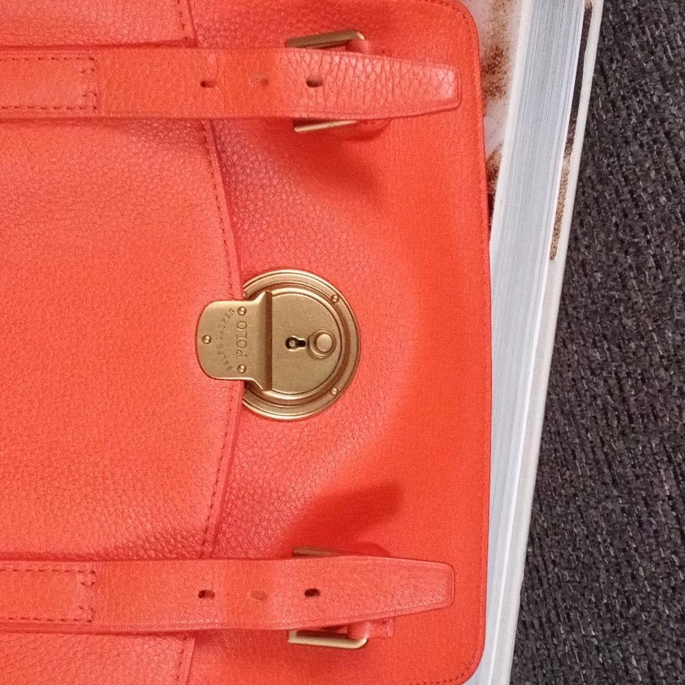๐Polo Ralph Lauren๐ - Orange Vachetta "School" Crossbody Satchel - Picture 9 of 16